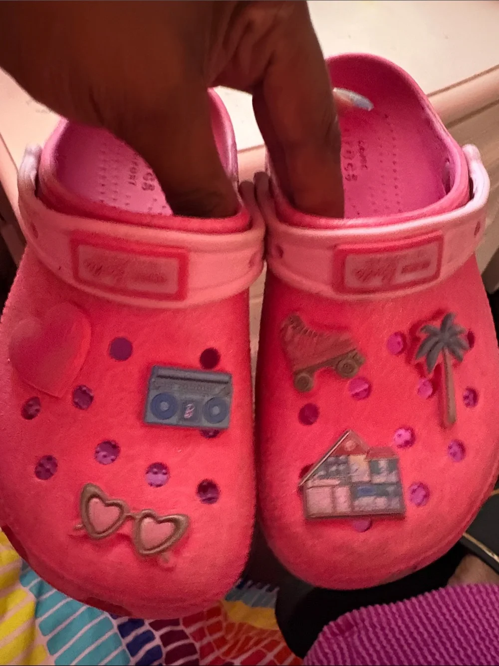 CROCS Kids Pink Clog Sandals with Charm Accents
